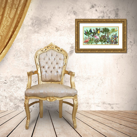 Birds Paradise V Gold Ornate Wood Framed Art Print with Double Matting by Wang, Melissa