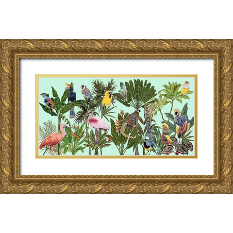 Birds Paradise V Gold Ornate Wood Framed Art Print with Double Matting by Wang, Melissa