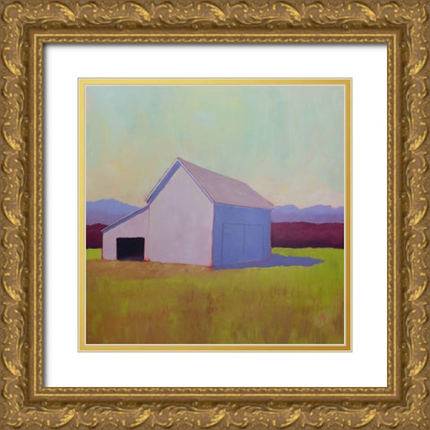 Primary Barns IV Gold Ornate Wood Framed Art Print with Double Matting by Young, Carol