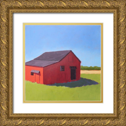 Primary Barns V Gold Ornate Wood Framed Art Print with Double Matting by Young, Carol