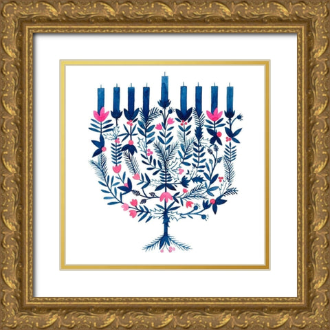 Boho Hanukkah I Gold Ornate Wood Framed Art Print with Double Matting by Popp, Grace