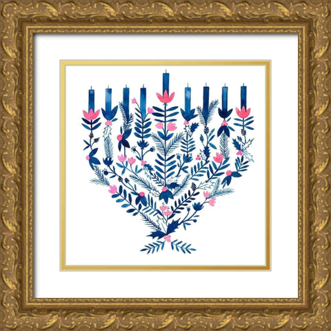 Boho Hanukkah II Gold Ornate Wood Framed Art Print with Double Matting by Popp, Grace