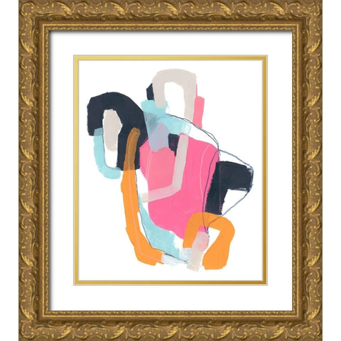 Chain Link Abstract II Gold Ornate Wood Framed Art Print with Double Matting by Vess, June Erica