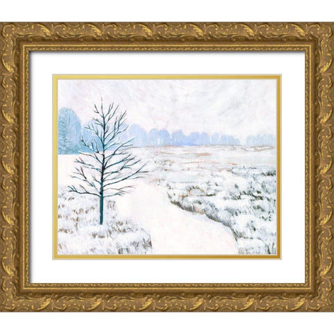 Frozen River Study I Gold Ornate Wood Framed Art Print with Double Matting by Borges, Victoria