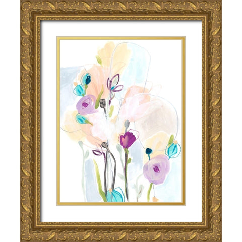 Scattershot Garden II Gold Ornate Wood Framed Art Print with Double Matting by Vess, June Erica