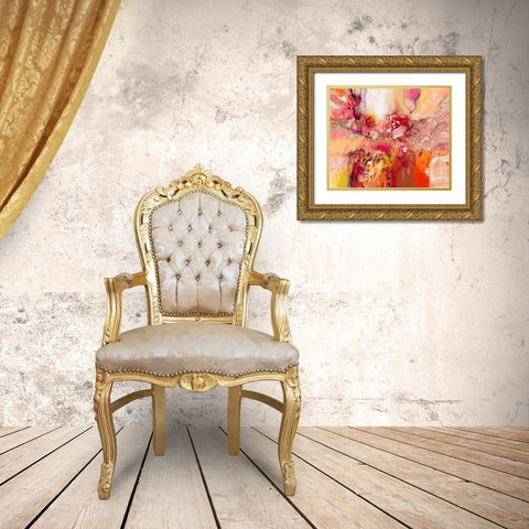 Red, White and Gold IV Gold Ornate Wood Framed Art Print with Double Matting by Gardner, Jennifer