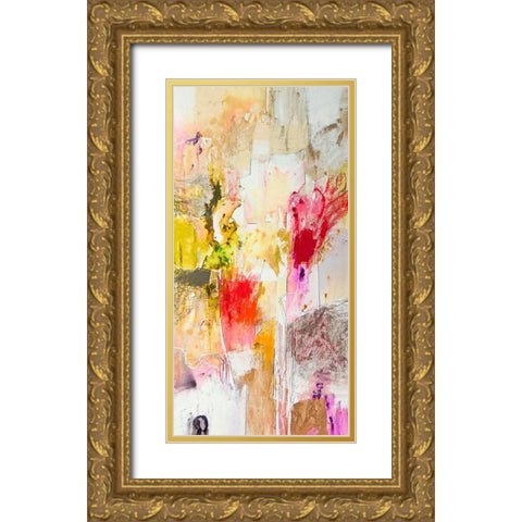 Vertical Reds I Gold Ornate Wood Framed Art Print with Double Matting by Gardner, Jennifer