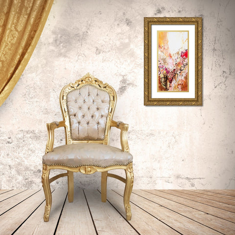 Vertical Reds III Gold Ornate Wood Framed Art Print with Double Matting by Gardner, Jennifer