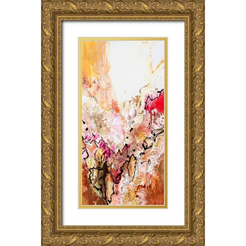 Vertical Reds III Gold Ornate Wood Framed Art Print with Double Matting by Gardner, Jennifer