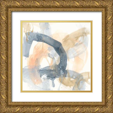Liquid Blueprint III Gold Ornate Wood Framed Art Print with Double Matting by Vess, June Erica