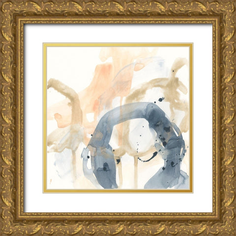 Liquid Blueprint IX Gold Ornate Wood Framed Art Print with Double Matting by Vess, June Erica