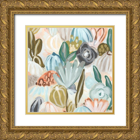 Parasol Garden II Gold Ornate Wood Framed Art Print with Double Matting by Vess, June Erica