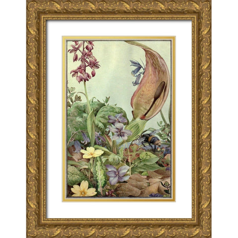 Garden Fantasy II Gold Ornate Wood Framed Art Print with Double Matting by Unknown