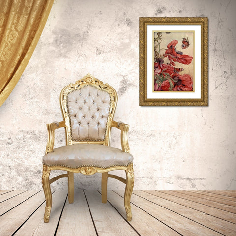 Garden Fantasy III Gold Ornate Wood Framed Art Print with Double Matting by Unknown