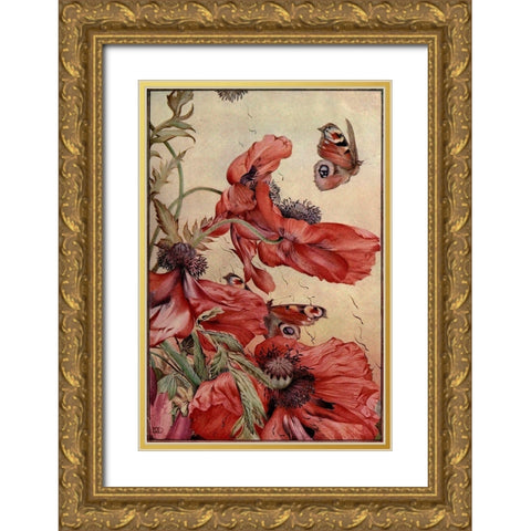 Garden Fantasy III Gold Ornate Wood Framed Art Print with Double Matting by Unknown