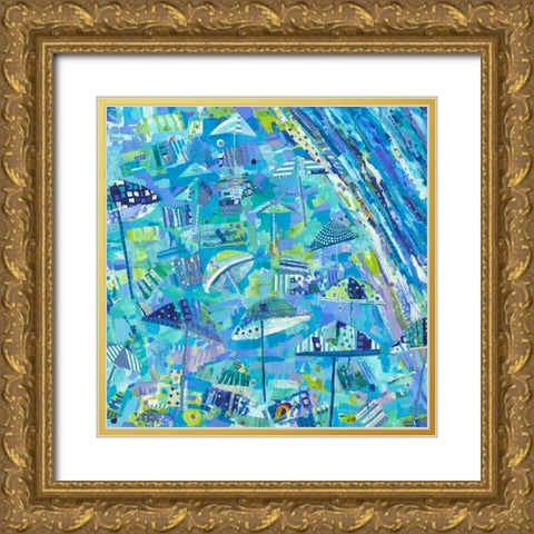 Coastal Fun Collage II Gold Ornate Wood Framed Art Print with Double Matting by Grim, Tara Funk