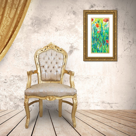 Stately Red Poppies II Gold Ornate Wood Framed Art Print with Double Matting by Grim, Tara Funk