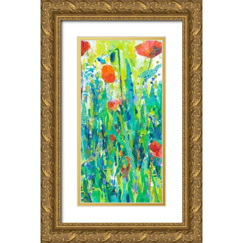 Stately Red Poppies II Gold Ornate Wood Framed Art Print with Double Matting by Grim, Tara Funk