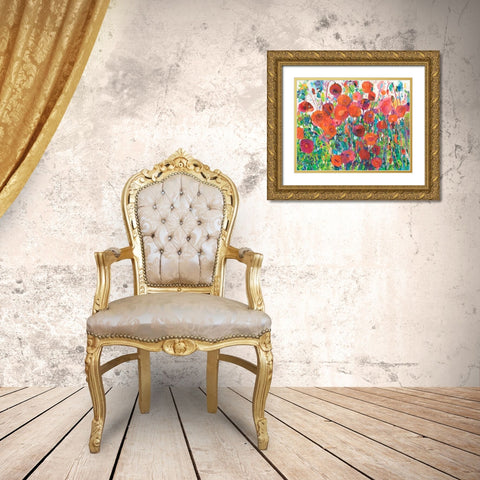 Vivid Poppy Collage III Gold Ornate Wood Framed Art Print with Double Matting by Grim, Tara Funk