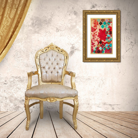 Red and Teal Gilded Age I Gold Ornate Wood Framed Art Print with Double Matting by Robinson, Heather