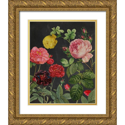 Redoutes Bouquet II Gold Ornate Wood Framed Art Print with Double Matting by Redoute, Pierre