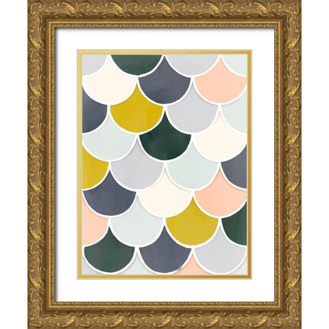 Pastel Scallops I Gold Ornate Wood Framed Art Print with Double Matting by Borges, Victoria