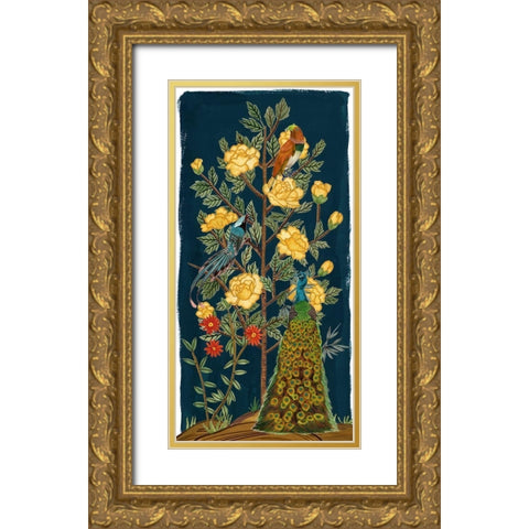 Chinese Peonies II Gold Ornate Wood Framed Art Print with Double Matting by Wang, Melissa