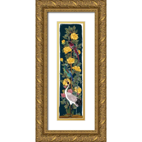 Chinese Peonies III Gold Ornate Wood Framed Art Print with Double Matting by Wang, Melissa