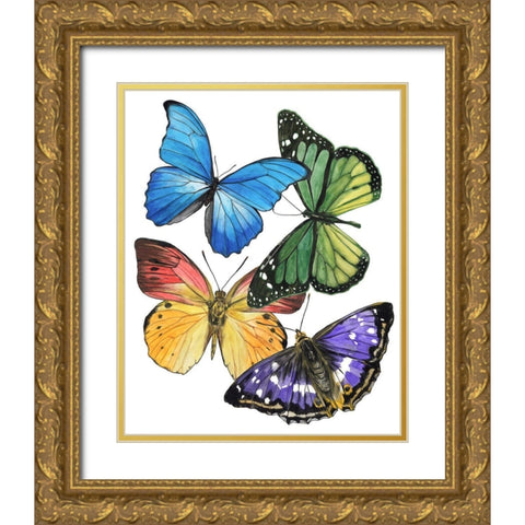 Butterfly Swatches II Gold Ornate Wood Framed Art Print with Double Matting by Wang, Melissa