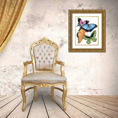 Butterfly Swatches III Gold Ornate Wood Framed Art Print with Double Matting by Wang, Melissa