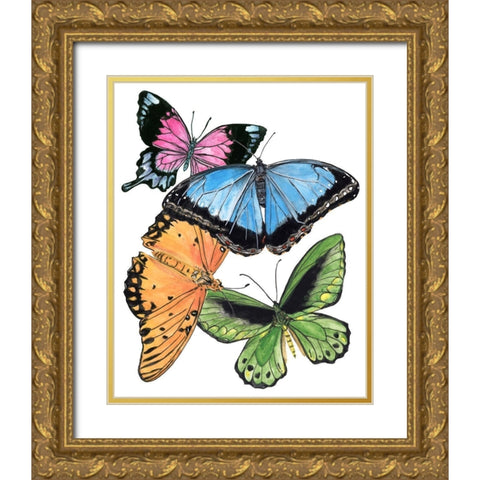 Butterfly Swatches III Gold Ornate Wood Framed Art Print with Double Matting by Wang, Melissa