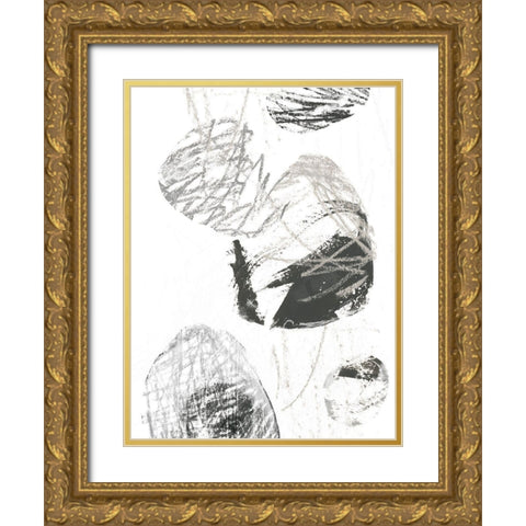 Scribble Stones I Gold Ornate Wood Framed Art Print with Double Matting by Vess, June Erica
