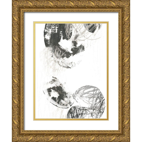 Scribble Stones III Gold Ornate Wood Framed Art Print with Double Matting by Vess, June Erica