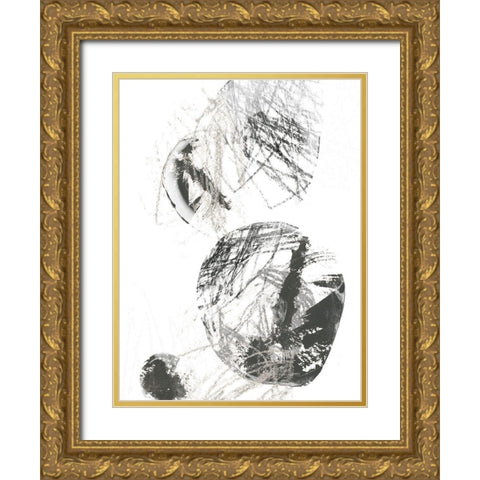 Scribble Stones IV Gold Ornate Wood Framed Art Print with Double Matting by Vess, June Erica