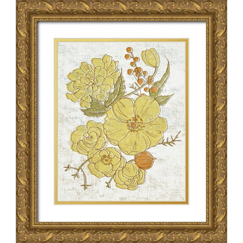 Barkcloth I Gold Ornate Wood Framed Art Print with Double Matting by Zarris, Chariklia