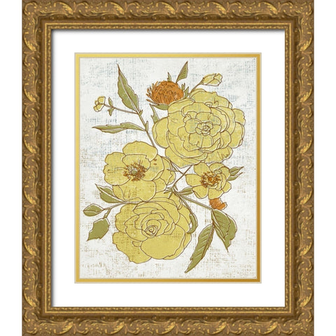 Barkcloth II Gold Ornate Wood Framed Art Print with Double Matting by Zarris, Chariklia