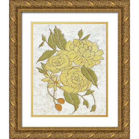 Barkcloth III Gold Ornate Wood Framed Art Print with Double Matting by Zarris, Chariklia