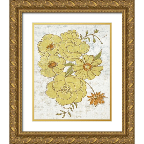 Barkcloth IV Gold Ornate Wood Framed Art Print with Double Matting by Zarris, Chariklia