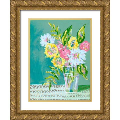 Pastel Blossoms I Gold Ornate Wood Framed Art Print with Double Matting by Moore, Regina