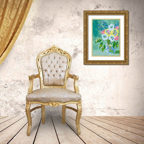 Pastel Blossoms II Gold Ornate Wood Framed Art Print with Double Matting by Moore, Regina