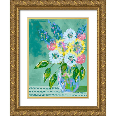 Pastel Blossoms II Gold Ornate Wood Framed Art Print with Double Matting by Moore, Regina