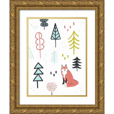 Fox Forest II Gold Ornate Wood Framed Art Print with Double Matting by Borges, Victoria