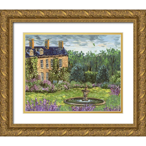 Lavender Lane II Gold Ornate Wood Framed Art Print with Double Matting by Wang, Melissa