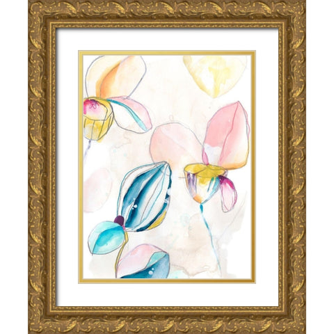 Garden Splash I Gold Ornate Wood Framed Art Print with Double Matting by Vess, June Erica