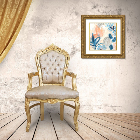 Terra Cotta Blooms I Gold Ornate Wood Framed Art Print with Double Matting by Vess, June Erica