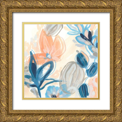 Terra Cotta Blooms I Gold Ornate Wood Framed Art Print with Double Matting by Vess, June Erica