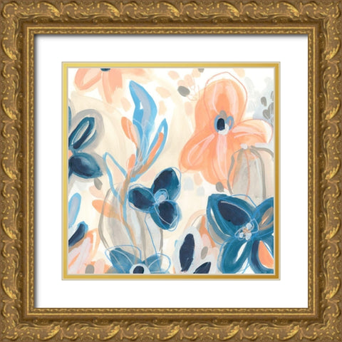 Terra Cotta Blooms IV Gold Ornate Wood Framed Art Print with Double Matting by Vess, June Erica