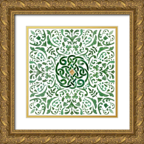 Celtic Knot IV Gold Ornate Wood Framed Art Print with Double Matting by Borges, Victoria