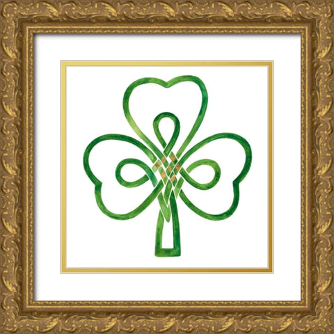 Gilded Shamrock I Gold Ornate Wood Framed Art Print with Double Matting by Borges, Victoria