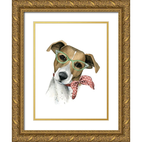 Vogue Dog I Gold Ornate Wood Framed Art Print with Double Matting by Popp, Grace